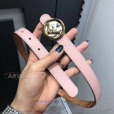 AAA Replica Cheap Fendi Women's Belt - Pink Leather With Gold Buckle